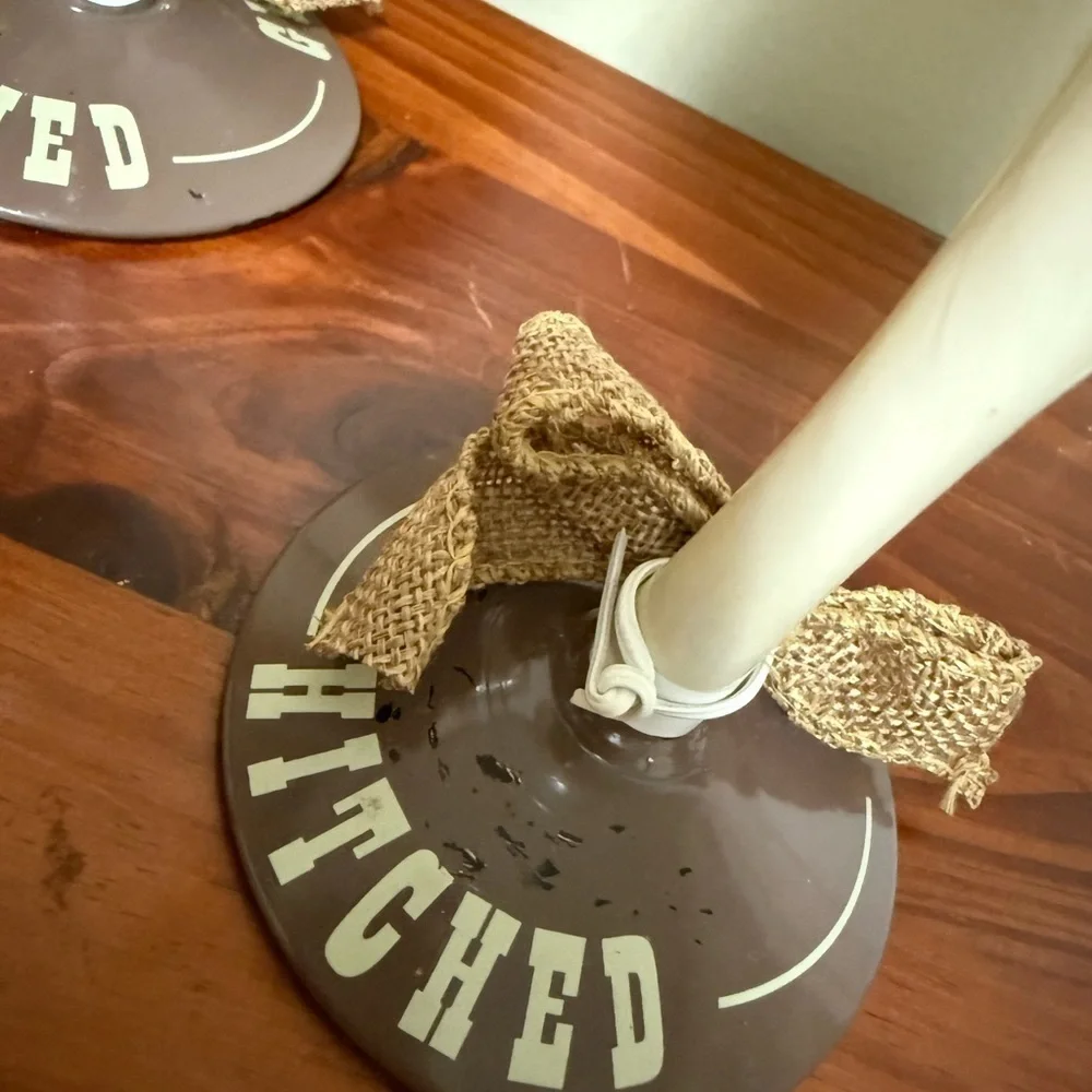 Gettin’ Hitched set of 2 Wine Glasses Wedding Gift Cowboy Boots Country Girl